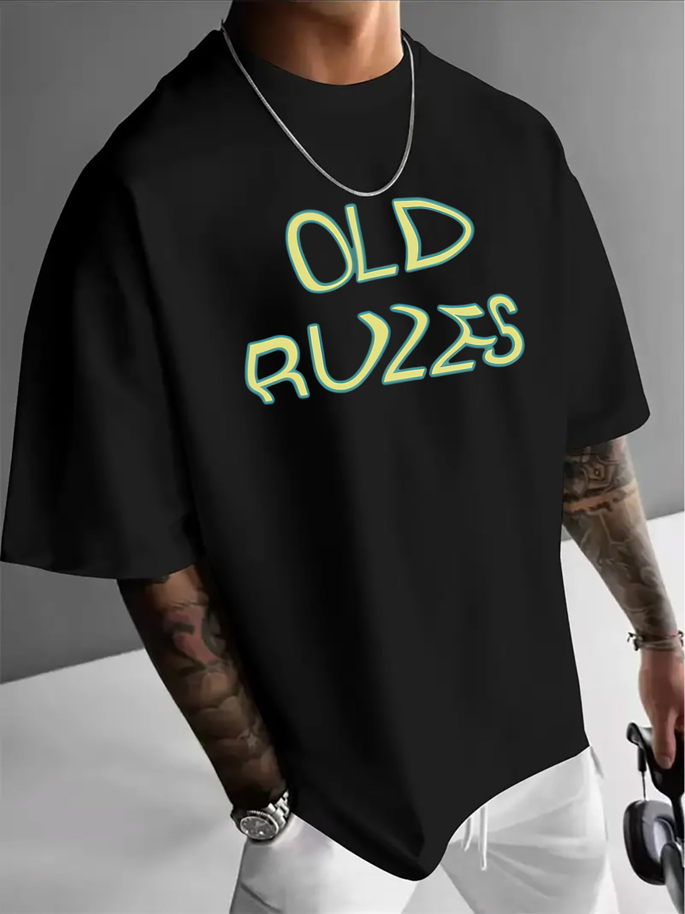 Vintage Fashion Font - Męska koszulka casual z nadrukiem w
