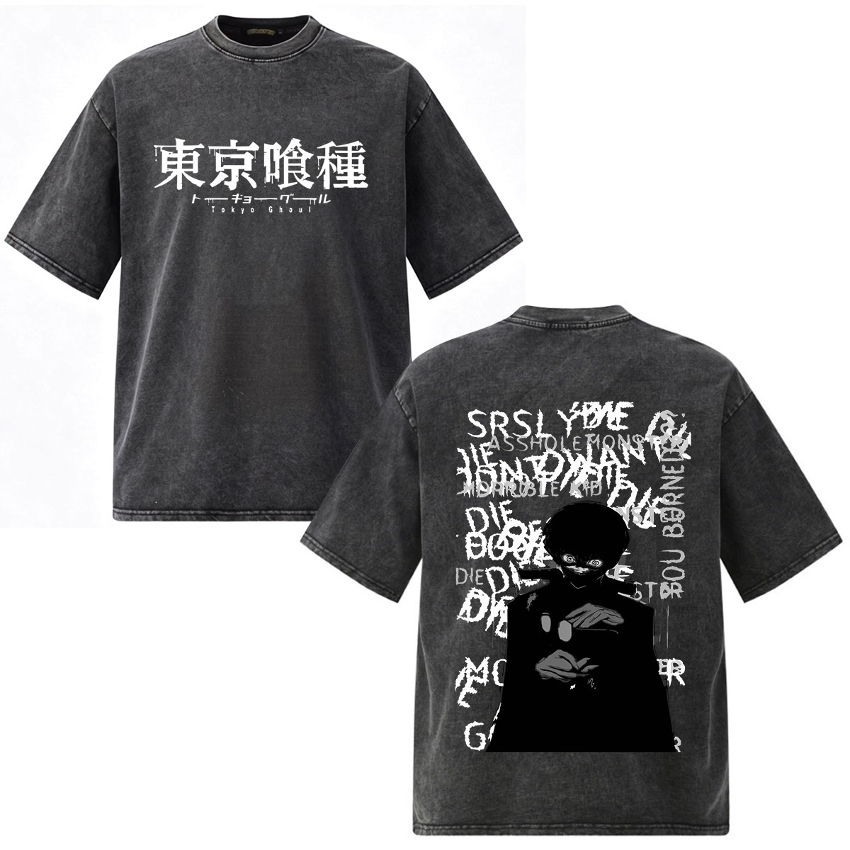 Vintage Fashion Tokyo - Koszulki Vintage Washed Anime Tokyo Ghoul