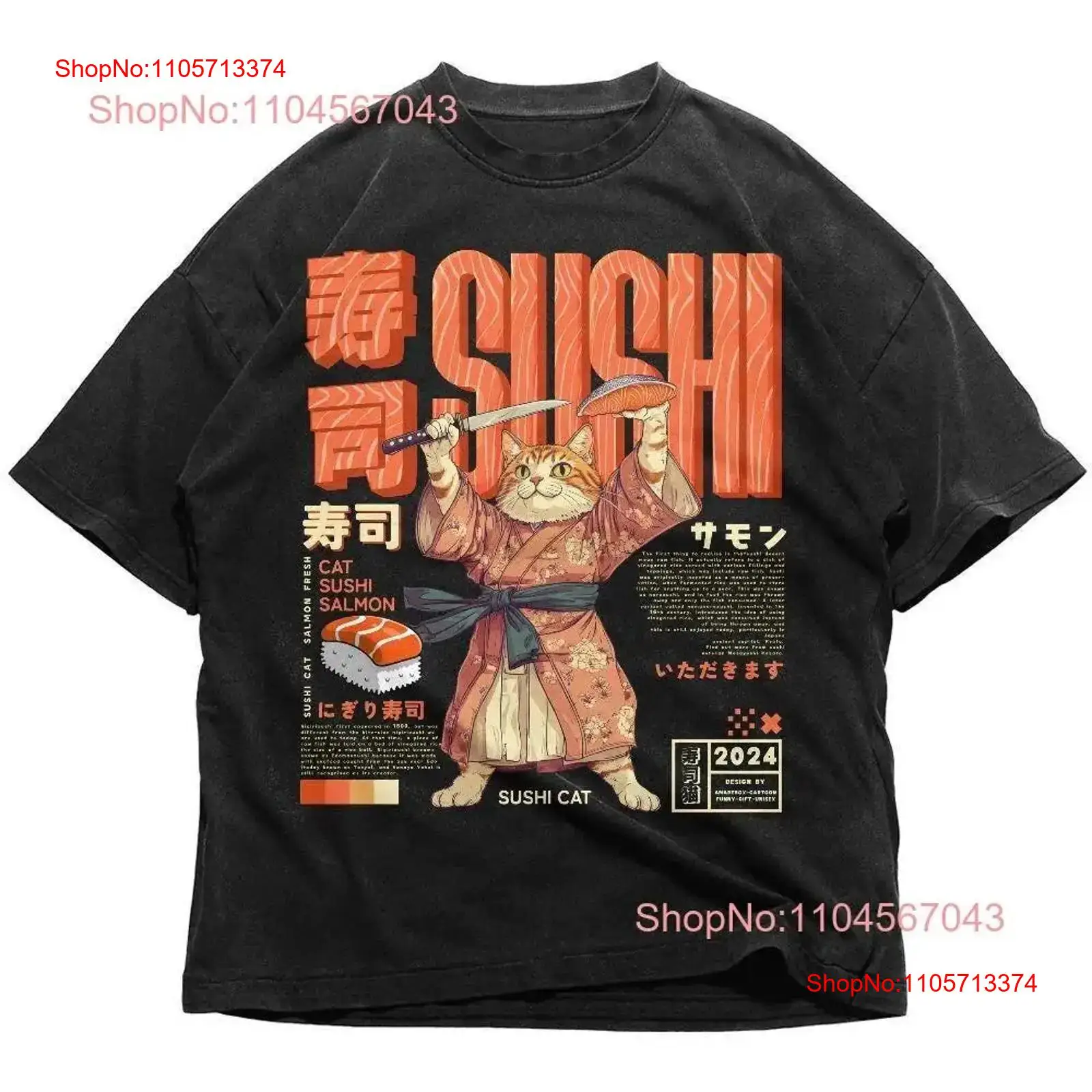Vintage Fashion Tokyo - Koszulka Sushi Cat Japońska Retro Tokio