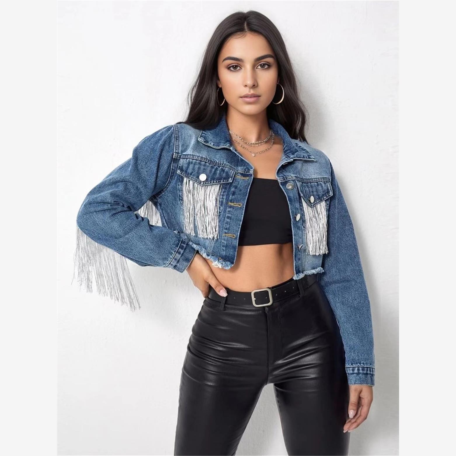 Modna kurtka jeansowa z frędzl – Vintage Fashion Model recenzja i cena