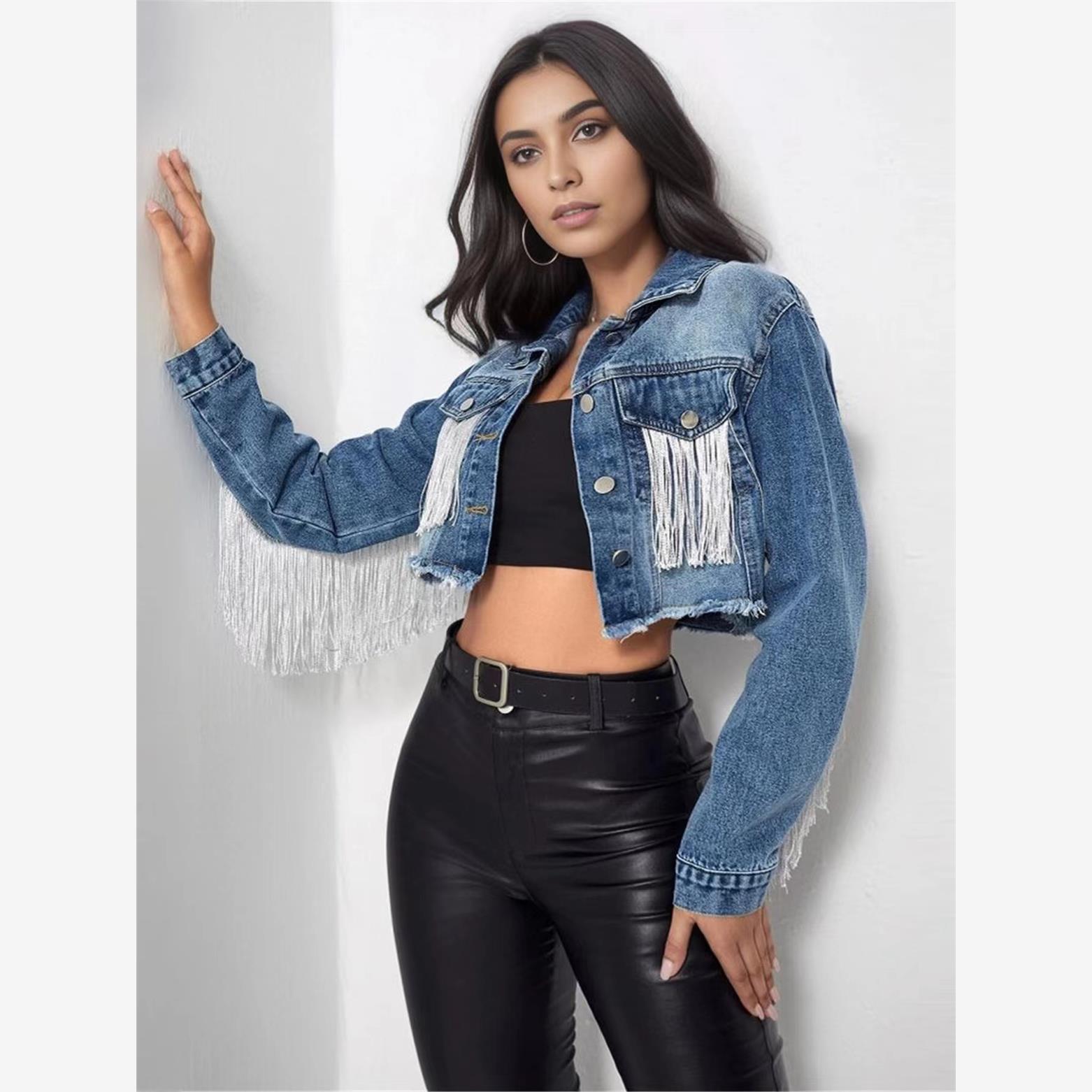 Modna kurtka jeansowa z frędzl – Vintage Fashion Model recenzja i cena