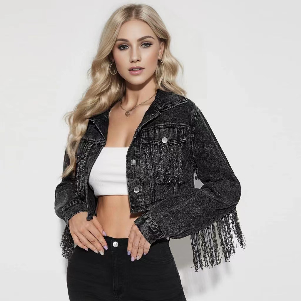 Modna kurtka jeansowa z frędzl – Vintage Fashion Model recenzja i cena
